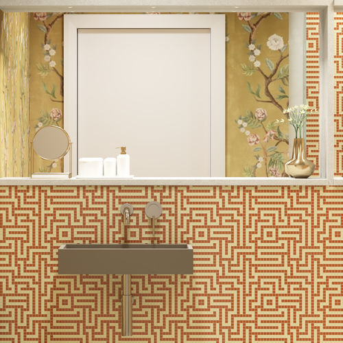 Mosaico in marmo - LABYRINTH GINGER - TESSERE - in lavica / in pietra naturale / in vetro riciclato