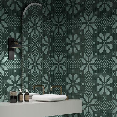 Mosaico in lavica - LACE A96 AN16  - TESSERE - in pietra naturale / in vetro riciclato / lucido