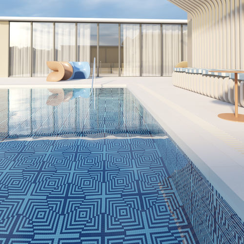 Mosaico in marmo - OPTIC AZZURRO FLAT - TESSERE - in lavica / in pietra naturale / in vetro riciclato