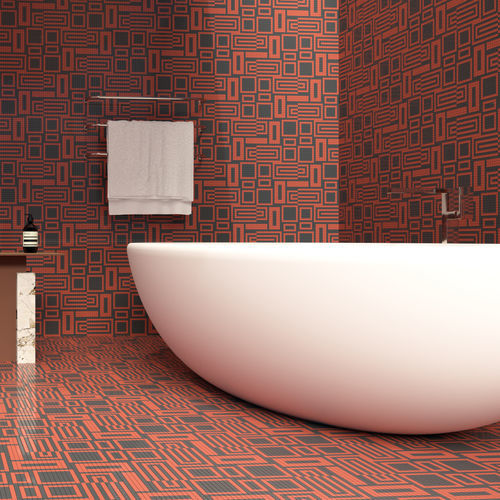 Mosaico in marmo - SWITCH ROSSO NERO - TESSERE - in lavica / in pietra naturale / in vetro riciclato