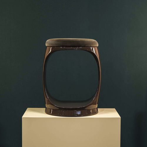 Sgabello contemporaneo - Signet Ring B10007 Brown - Softicated - in velluto / con base in poliuretano / imbottito