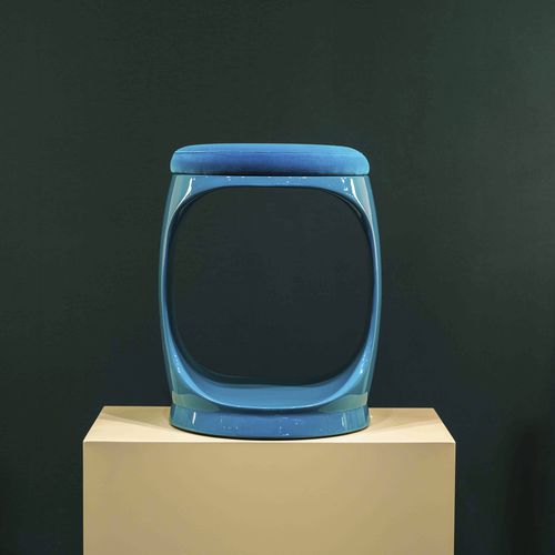 Sgabello contemporaneo - Signet Ring B10011 Turquoise - Softicated - in velluto / con base in poliuretano / imbottito