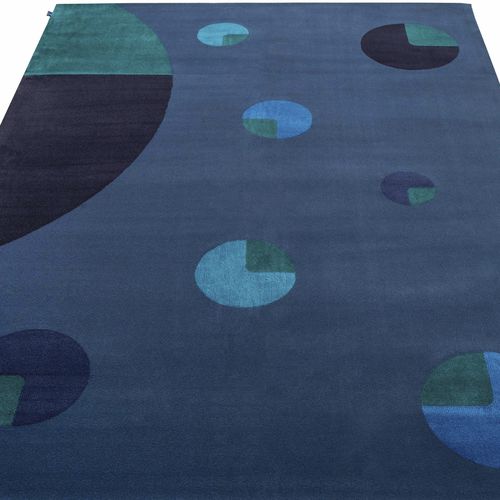 Tappeto contemporaneo - PLANETS Blues - C10066 - Softicated - con motivi geometrici / in lana / in seta vegetale