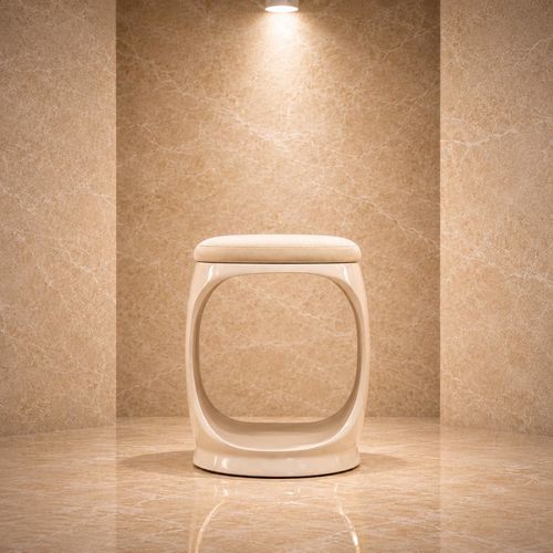 Sgabello contemporaneo - SIGNET RING BEIGE - Softicated - in velluto / con base in poliuretano / imbottito