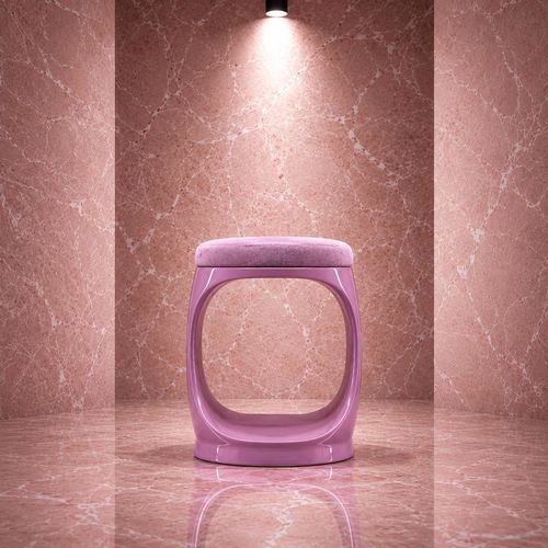 Sgabello contemporaneo - SIGNET RING B10006 LILAC - Softicated - in velluto / con base in poliuretano / imbottito