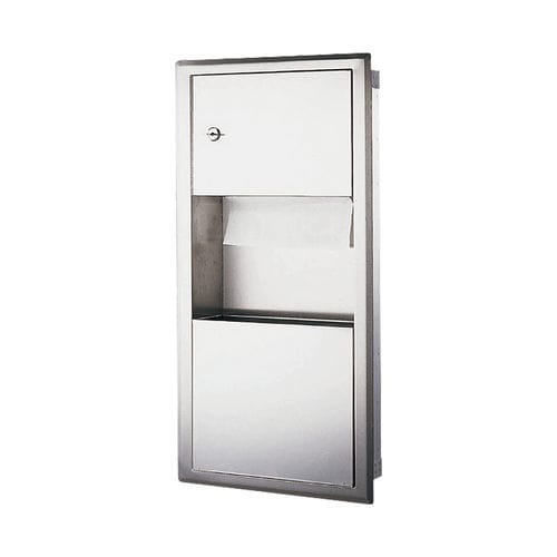 Distributore di salviette da parete - AE-5011S - Fanda Hygiene Co., Ltd - in acciaio inossidabile / con cestino / per asciugamani piegati