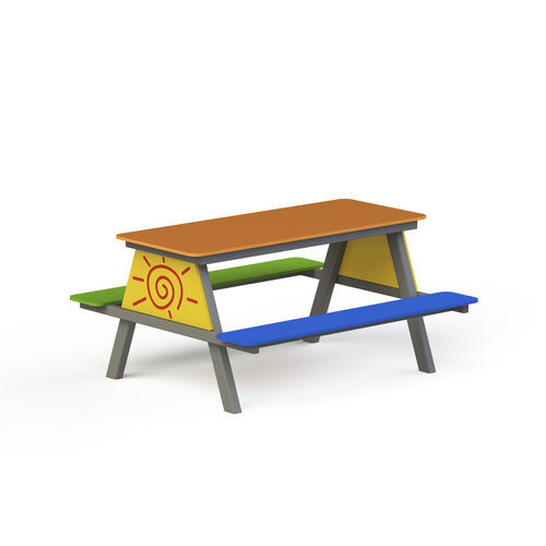 Tavolo da picnic contemporaneo - HT03  - GOTINSHTAIN EOOD - in polietilene ad alta densità HDPE / con supporto in metallo / rettangolare