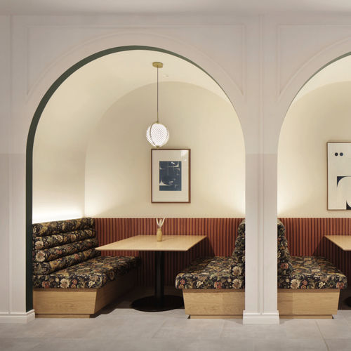 Divanetto imbottito modulare - Specialist Joinery Group - contemporaneo / in tessuto / con supporto in legno