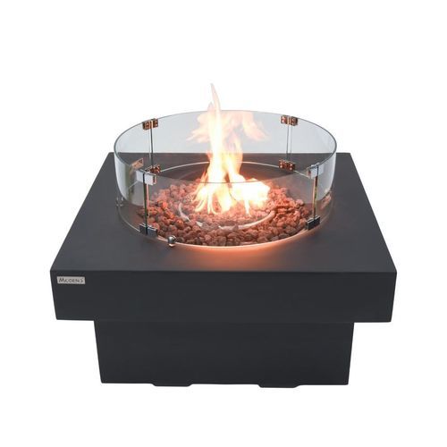 Braciere da giardino a gas - MODENO - BRANFORD - ELEMENTI - ghisa minerale / quadrato / grigio