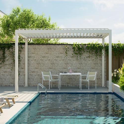 Pergola autoportante - LAGOM - Lavia Outdoor Living Space - addossata / in alluminio estruso / a lamelle orientabili