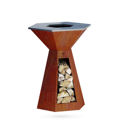 Braciere da giardino plancha - Agape|85 - Hexagone - a legna / in acciaio / in corten