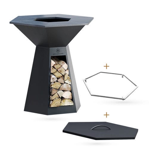 Braciere da giardino plancha - Pack Festin |105  - Hexagone - a legna / in acciaio / altre forme