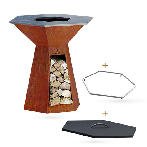 Braciere da giardino plancha - Feast Pack|105 - Hexagone - a legna / in corten / altre forme