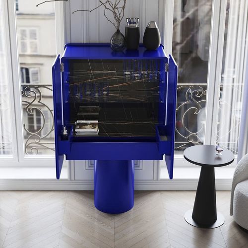 Mobile bar contemporaneo - REGIS Ultramarine - ULTRAMOBILI - in legno laccato brillante / in vetro / in ceramica
