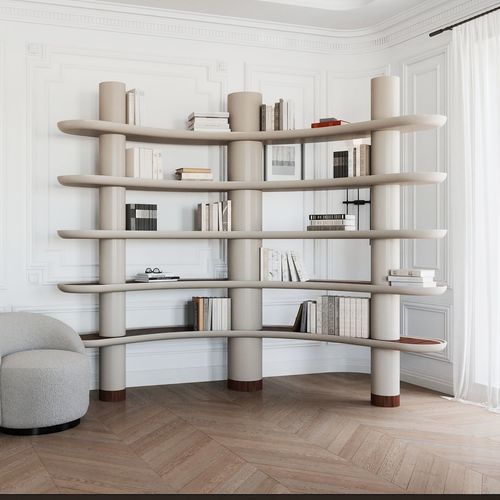 Libreria ad angolo - MINA A140 - ULTRAMOBILI - contemporanea / in noce / in legno laccato opaco