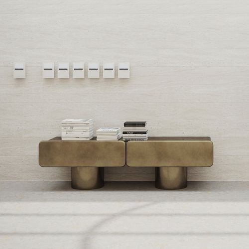 Credenza contemporanea - MARTE2 - ULTRAMOBILI - in legno laccato opaco / con cassetti / doppia