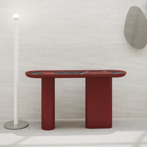 Consolle contemporanea - CRETA Coral - ULTRAMOBILI - in marmo / in raso / con supporto in legno laccato
