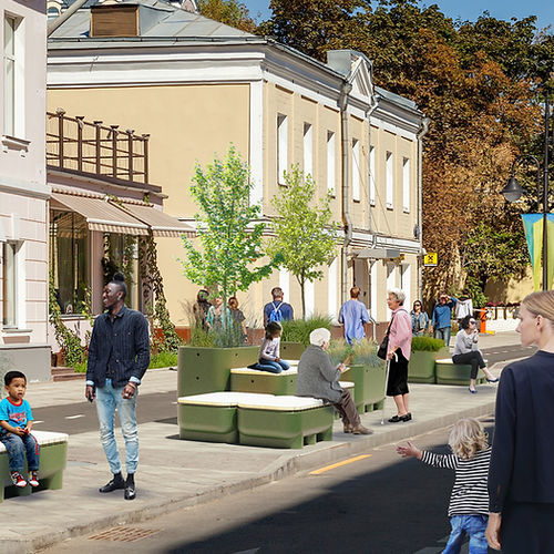 Panca per spazi pubblici contemporanea - EINGETANKT - CITY DECKS - in larice / in plastica riciclata / senza schienale