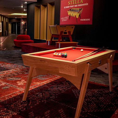 Tavolo da biliardo Retro - Le Chiberta - STELLA BABY-FOOT & BILLARDS - contract / in alluminio spazzolato / in rovere