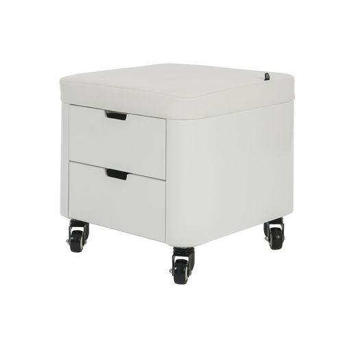 Sgabello contemporaneo - Cosy - WEELKO BARCELONA - in pelle / con supporto in legno laccato / con rotelle