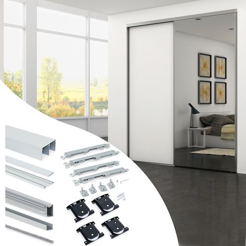 Sistema scorrevole in alluminio - 6030362 - Emuca SA - in plastica / per porta di armadietto / per mobile