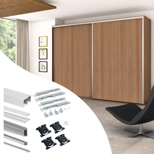 Sistema scorrevole in alluminio - 6030762 - Emuca SA - in plastica / per porta di armadietto / per mobile
