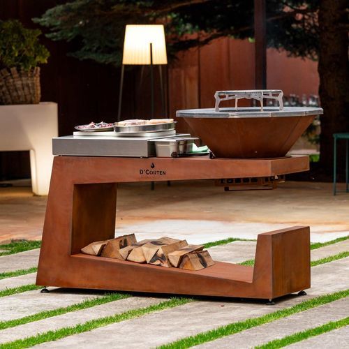 Cucina da esterno - Bonfire Luxe - D' Corten - contemporanea / in faggio / in acciaio COR-TEN®