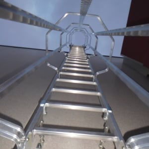 Scala con gabbia fissa - SICURPAL SRL - in alluminio / industriale / da esterno