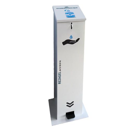 Distributore di gel igienizzante a pavimento - Rézagel - SIIB FRANCE - a pedale / con logo personalizzato / in polipropilene