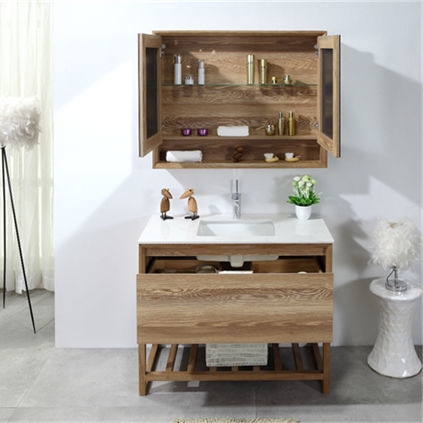 Mobile lavabo sospeso - Foshan Sunvin Ceramics CO., Ltd - in compensato / contemporaneo / 2 porte