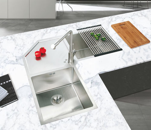 Lavello a 2 vasche - SI 1502R - Foshan Sunvin Ceramics CO., Ltd - con gocciolatoio / in metallo / monoblocco