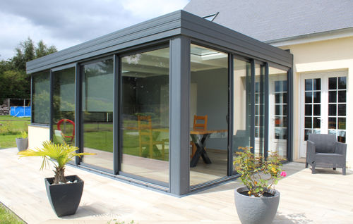 Veranda in vetro - ALU-GLASS - in alluminio / con porta scorrevole / con isolazione termica