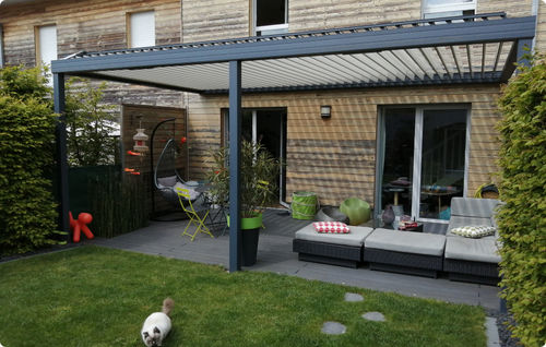 Pergola autoportante - ALU-GLASS - addossata / in alluminio / a lamelle orientabili