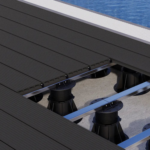 Listone per esterno in legno composito - WPC-DD - TOKOZ Pedestals International - antracite / marrone / aspetto legno