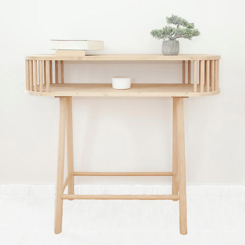 Consolle contemporanea - Hakoon - Ssafia - in abete / con supporto in pino / ovale