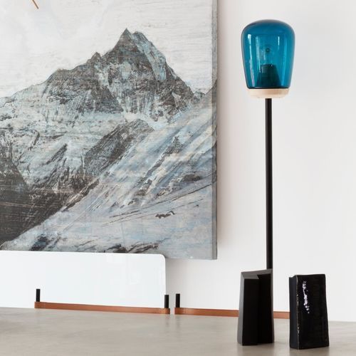 Lampada da terra - LAMPIONE II - Violaine d'Harcourt - in acciaio / in vetro soffiato / in legno