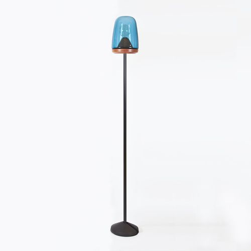 Lampada da terra - LAMPIONE I - Violaine d'Harcourt - in acciaio / in vetro soffiato / in legno