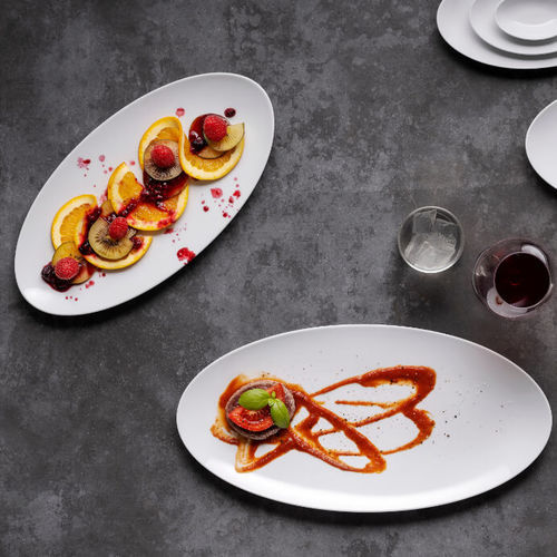 Piatto per dessert - Saturno Eliptico : 049003500001 - COSTA VERDE - ellittico / in porcellana / contract