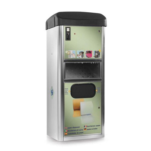 Dispenser per salviette autoportante - TMB S.r.l - con cestino / in acciaio inossidabile / per spazio pubblico