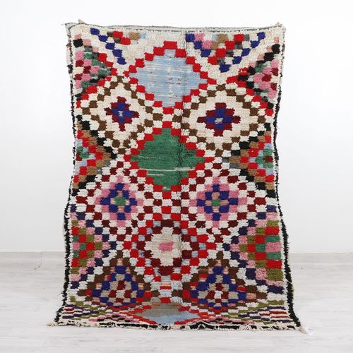 Tappeto vintage - 64-1-3-2-5 - MUSMUS RUGS - con motivi geometrici / rettangolare / tessuto a mano