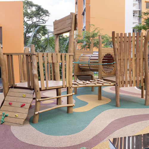 Struttura ludica per parco giochi - SPI Global Play - in legno / modulare / per arrampicata