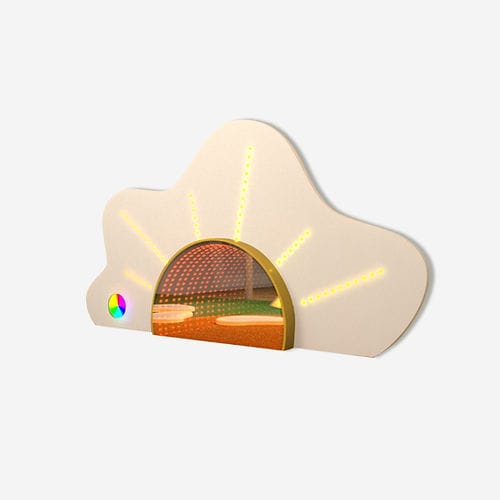 Tunnel per parco giochi con LED integrati - SUN SWIRL  - Play 9 Studios - in legno compensato / in Solid Surface / con touch screen