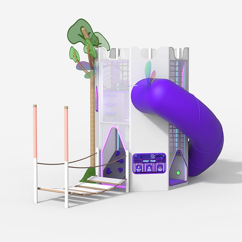 Torre da gioco con illuminazione LED integrata - FAIRYTALE KINGDOM - Play 9 Studios - con scivolo / per parco giochi / con rete per arrampicata
