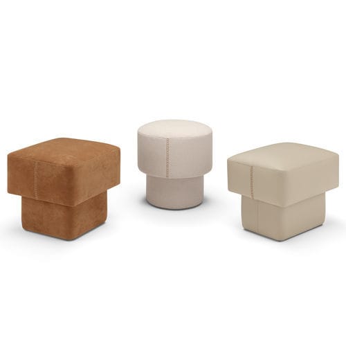 Pouf contemporaneo - Pio - SARTORIS by MAXDIVANI - in tessuto / in pelle / tondo
