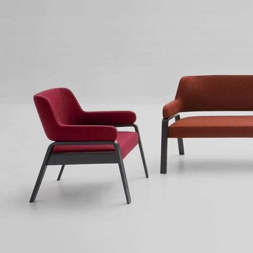 Poltrona contemporanea - ALAN - TM Leader Contract - in tessuto / in legno / rossa
