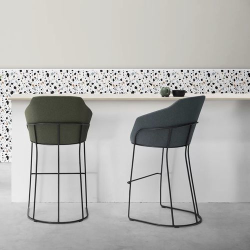 Sgabello contemporaneo - ENZO - TM Leader Contract - in tessuto / con supporto in metallo / con base a U
