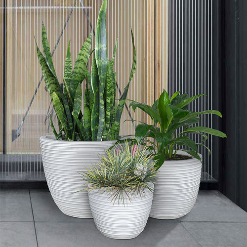 Vaso da giardino in fibra di vetro - RCW-4011 - Guangdong Ronglin New Material technology .Co.,Ltd - in calcestruzzo / rotondo / resistente agli UV
