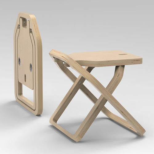 Sgabello contemporaneo - MADE INFINE - in legno compensato / con supporto in compensato / a slitta