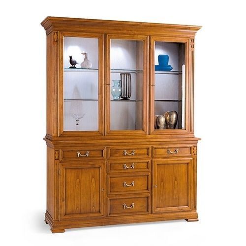Credenza con alzata in stile Luigi XV - 7375 Villa Borghese - Bordini arredamenti - in ciliegio / in vetro / impiallacciata in legno