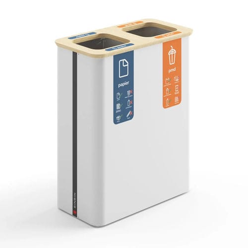 Portarifiuti pubblico - Globular 60×2 - BINBINgroup - per raccolta differenziata / in acciaio con rivestimento a polvere / in bambù